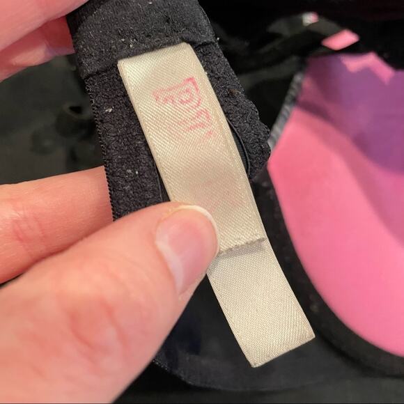 Victoria Secret Pink Black & White Heathered Push Up Bra Womens 34C Underwire - Picture 4 of 7